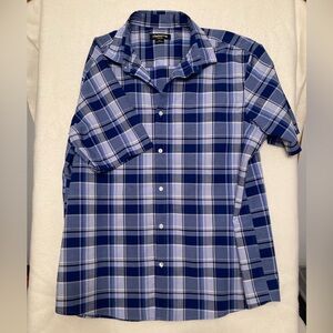 Claiborne Navy and Light Blue Plaid Shirt